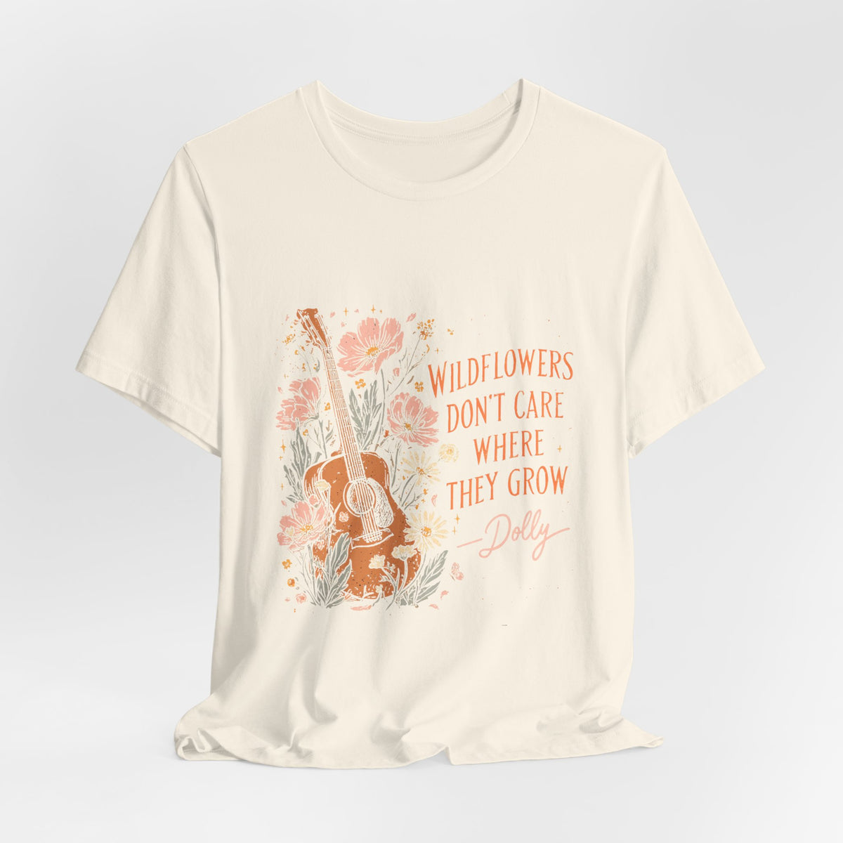 Wildflowers Don't Care Guitar Tee — Floral Boho Music T-Shirt