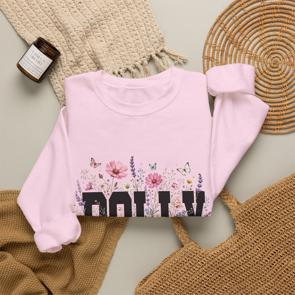 Mom Floral Crewneck Sweatshirt — Floral 'MOM' Garden Design, Mother's Day Gift