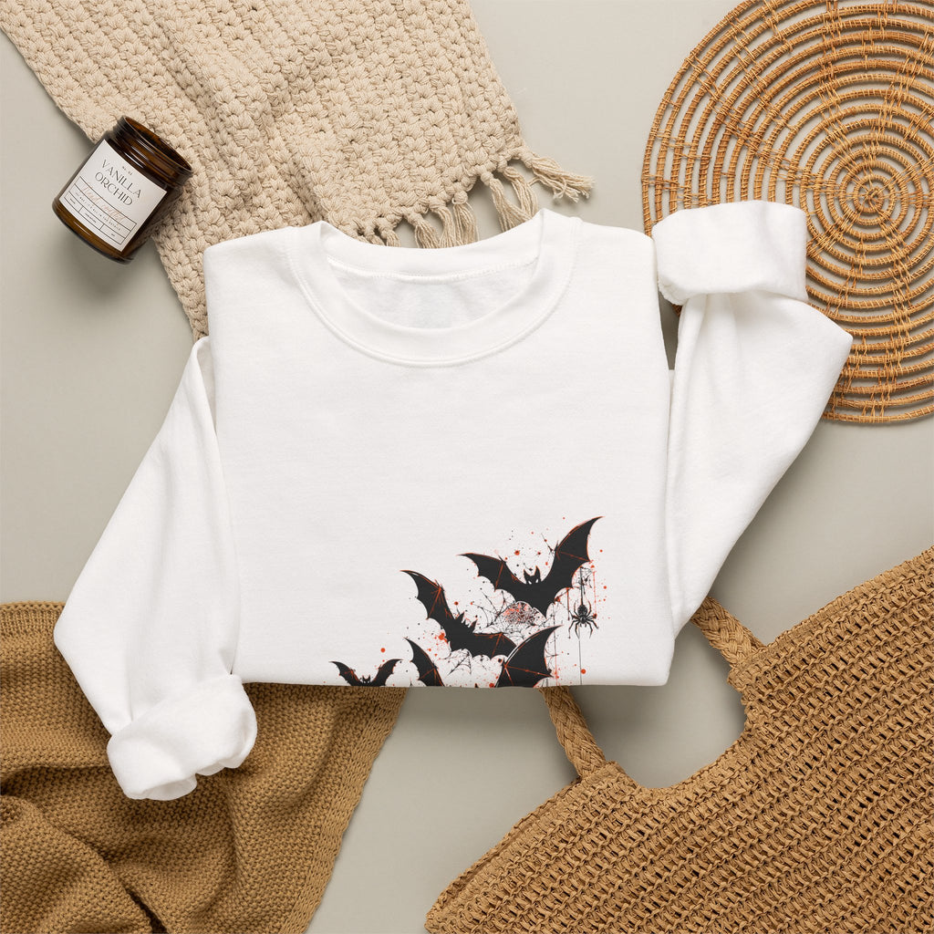 Crewneck Sweatshirt — 'Bat Shit Crazy' Halloween Bat Graphic