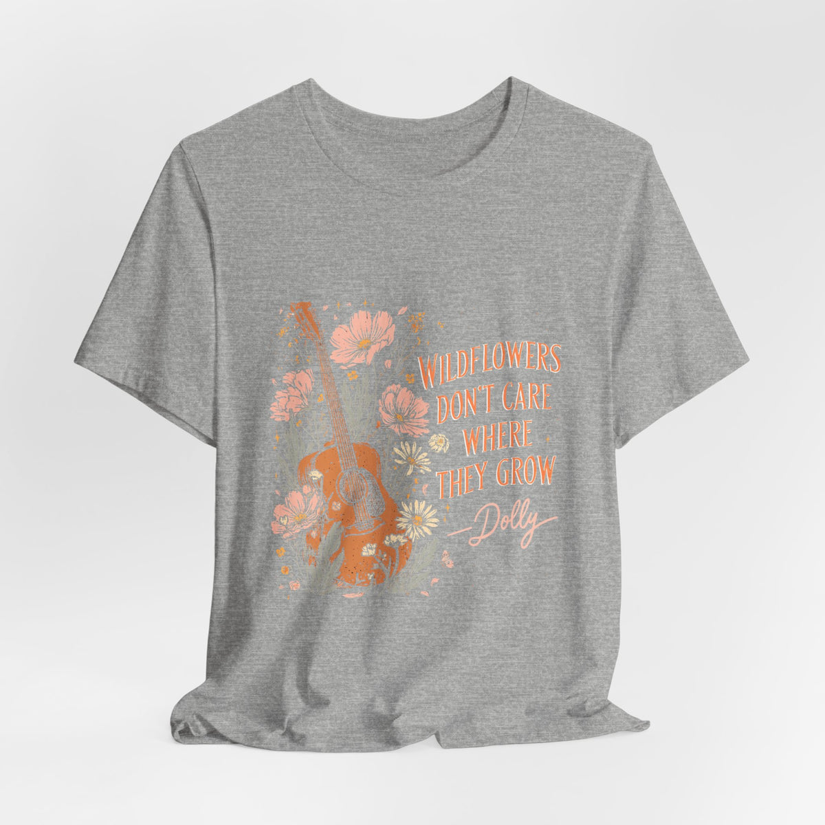 Wildflowers Don't Care Guitar Tee — Floral Boho Music T-Shirt