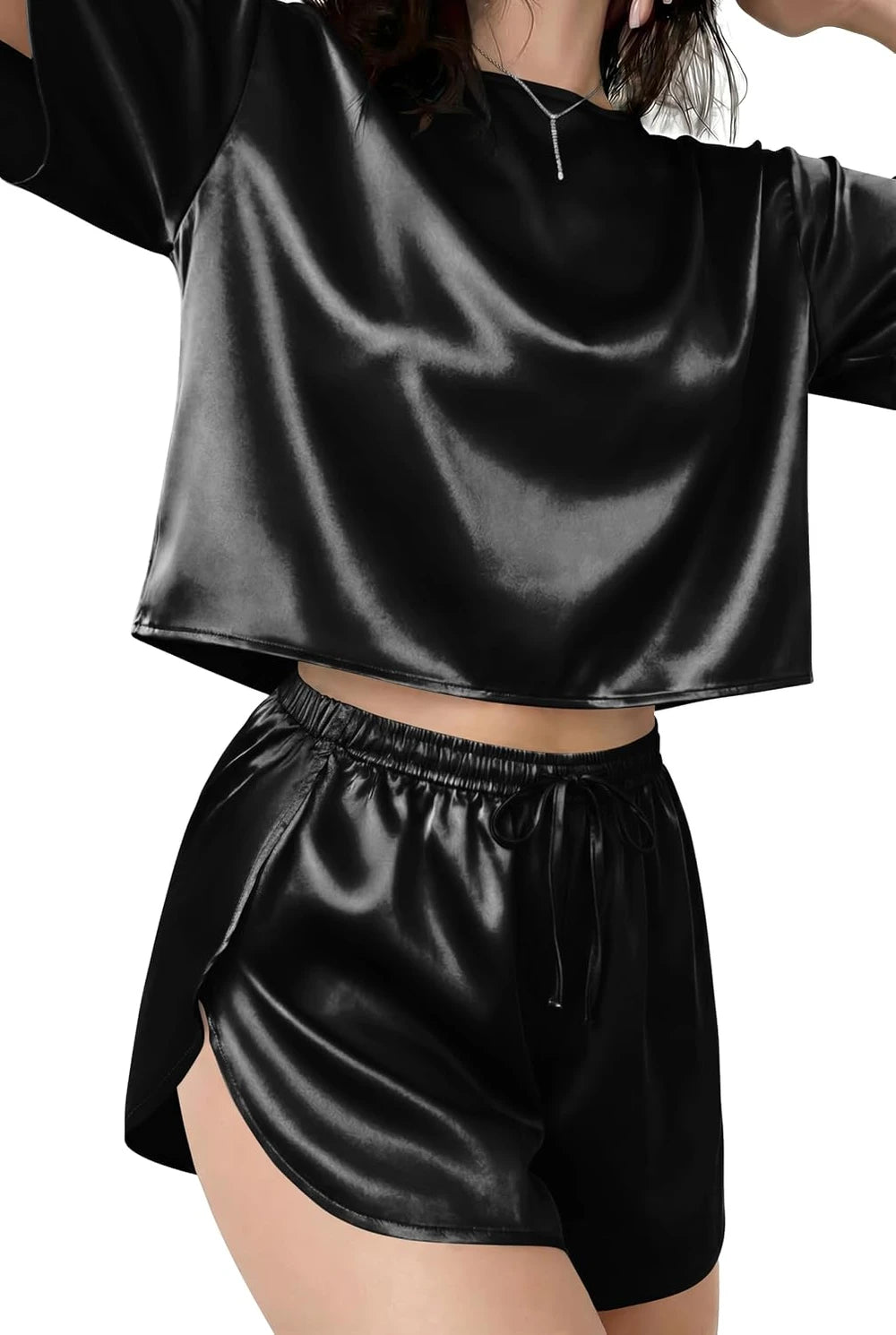 Satin Pajama Shorts Set