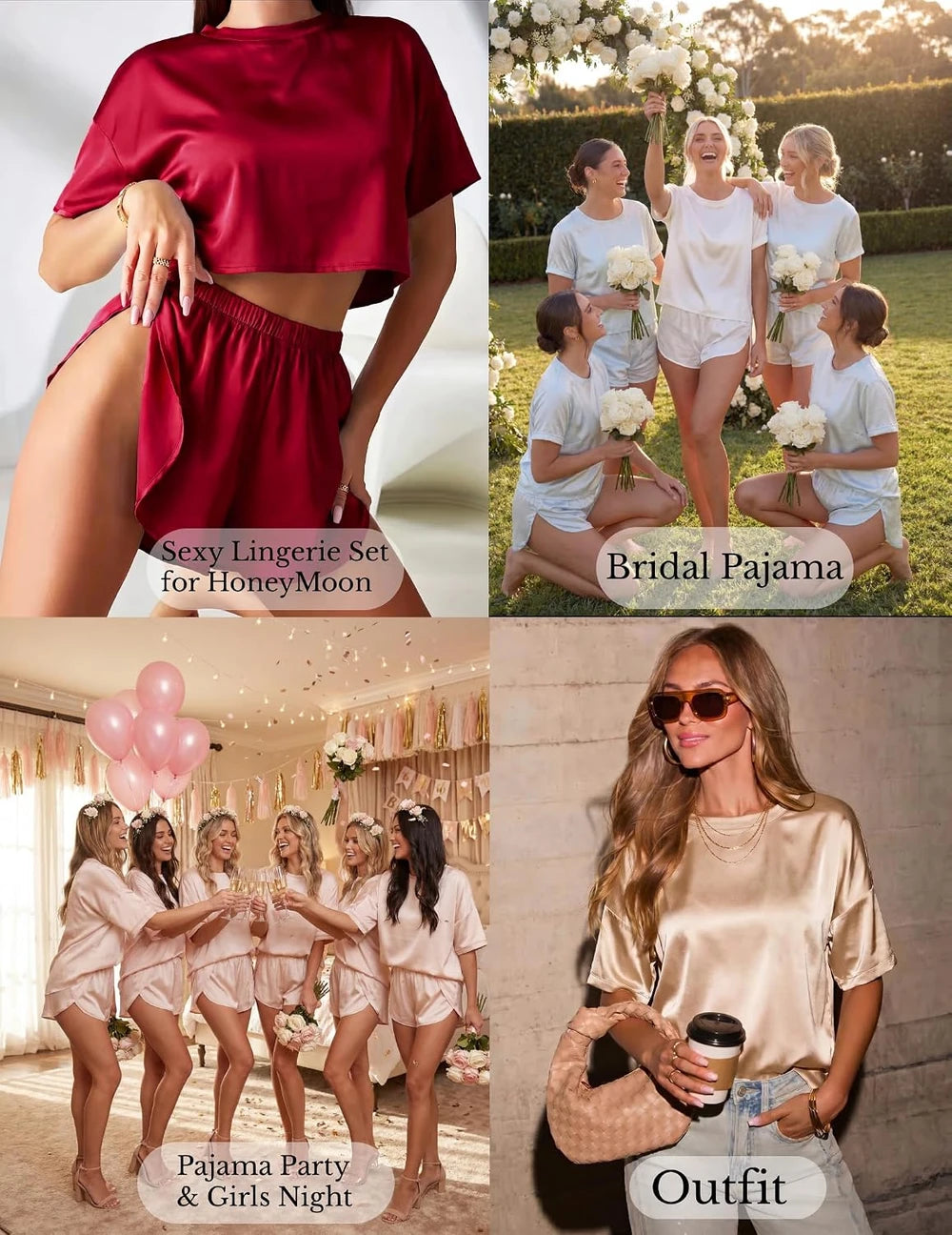 Satin Pajama Shorts Set
