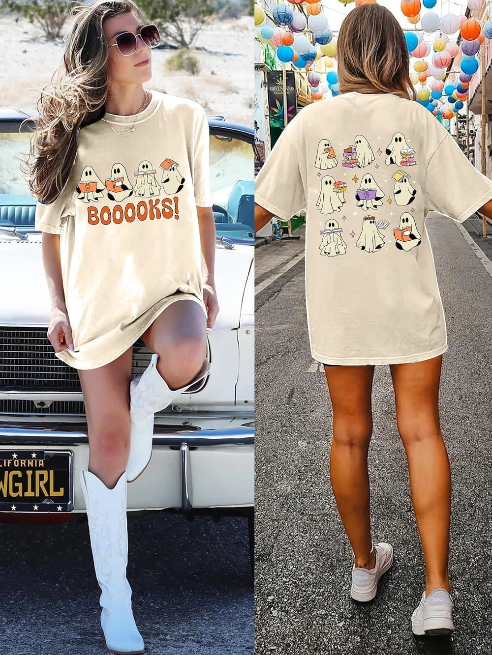 Oversized Ghost Reading T-Shirt