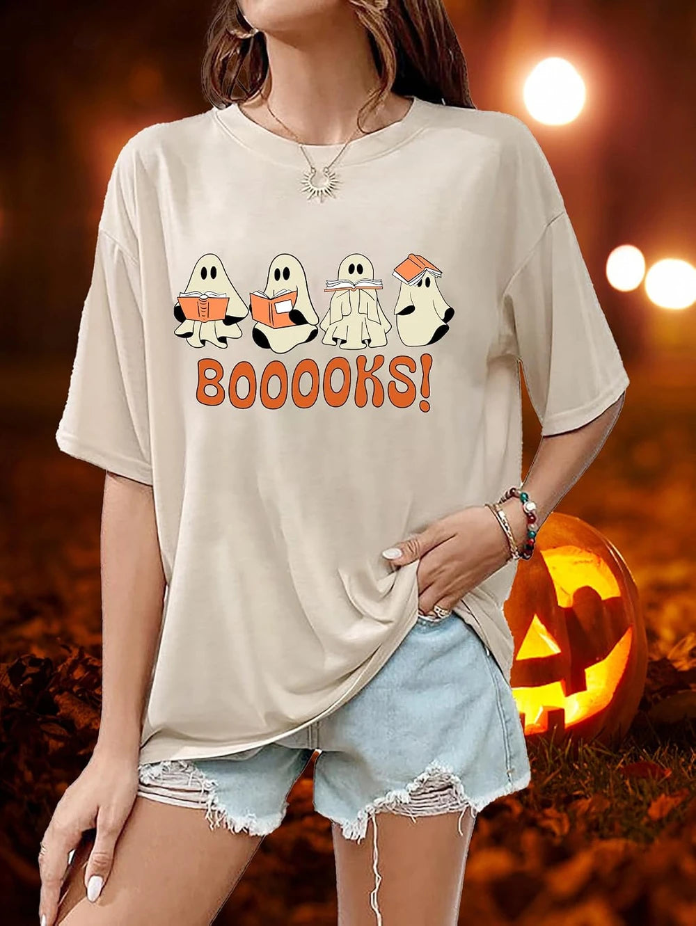 Oversized Ghost Reading T-Shirt