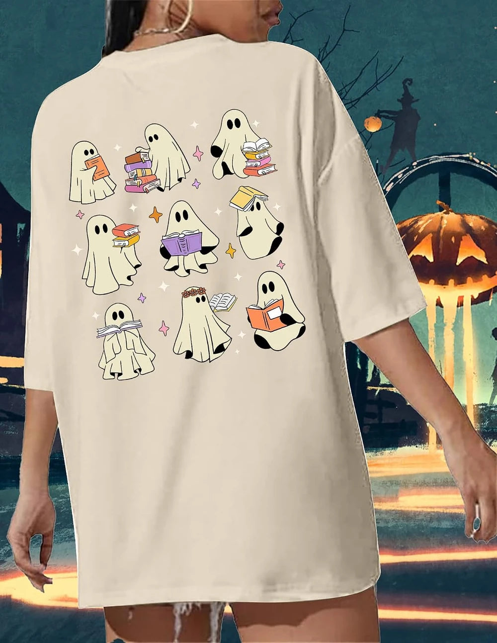Oversized Ghost Reading T-Shirt
