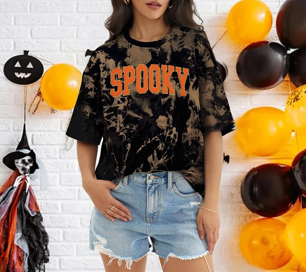 Embroidered Spooky Season Halloween T-Shirt