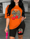 Floral Print Plus Size Casual Two Piece Set