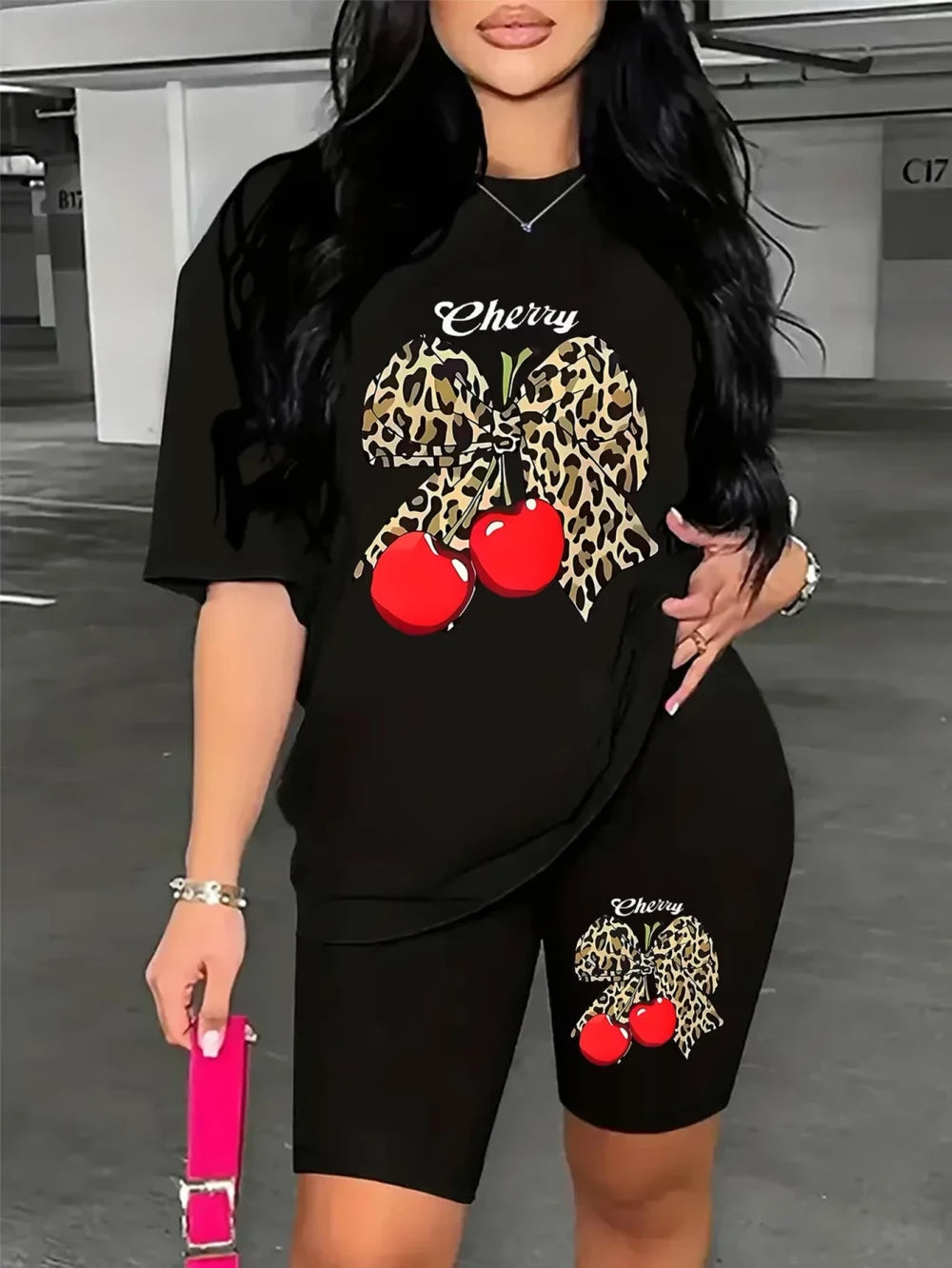Floral Print Plus Size Casual Two Piece Set