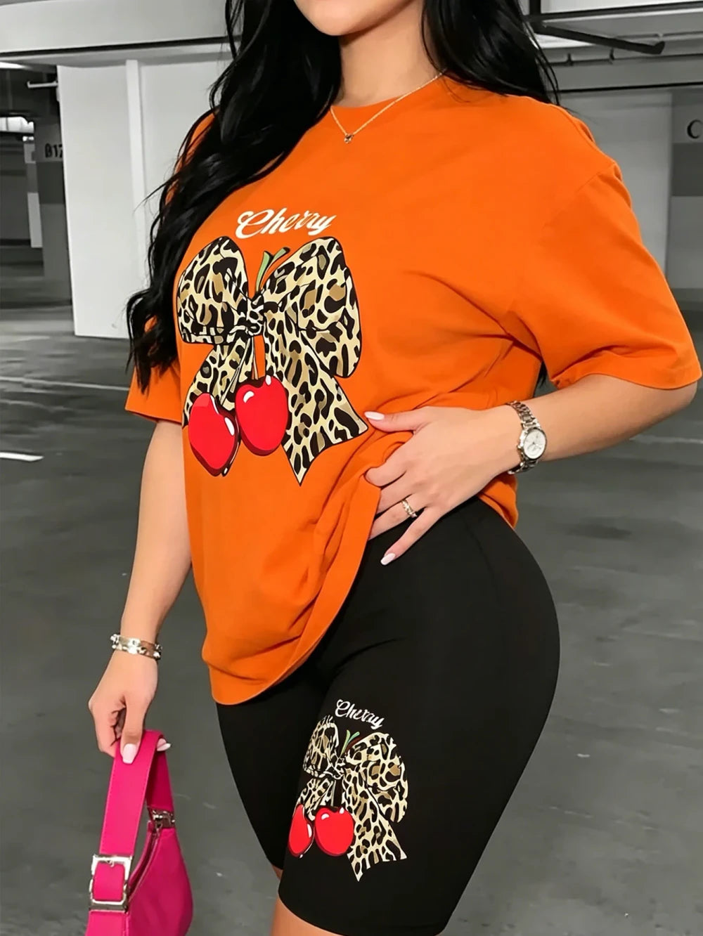 Floral Print Plus Size Casual Two Piece Set