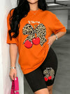 Floral Print Plus Size Casual Two Piece Set