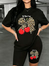 Floral Print Plus Size Casual Two Piece Set