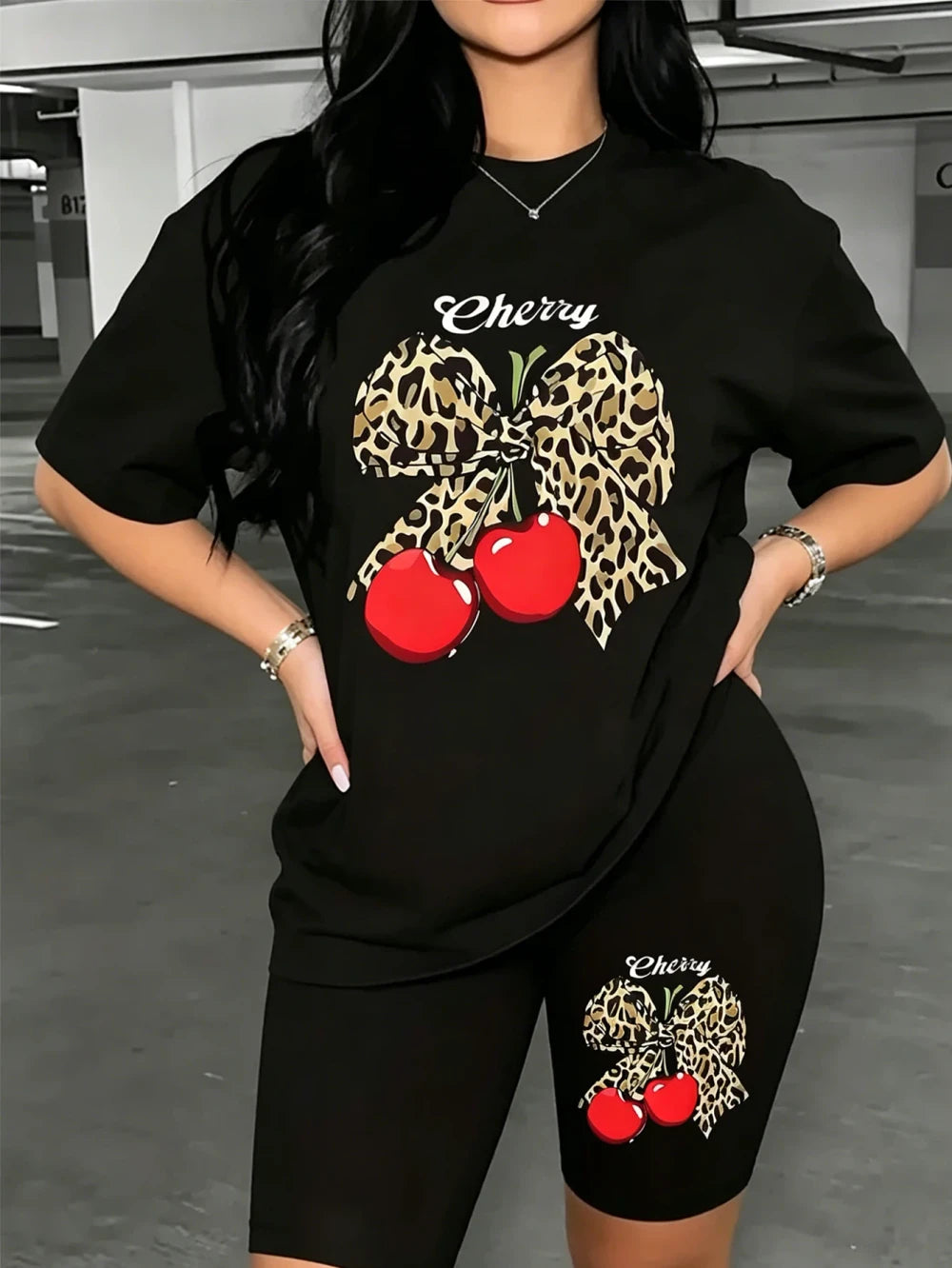 Floral Print Plus Size Casual Two Piece Set