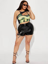 Glossy Plus Size Faux Leather Shorts