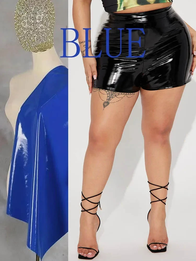 Glossy Plus Size Faux Leather Shorts