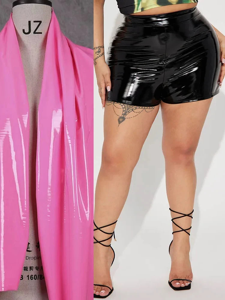 Glossy Plus Size Faux Leather Shorts