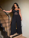 Shimmering Mesh Backless Jumpsuit