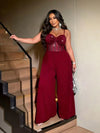 Shimmering Mesh Backless Jumpsuit