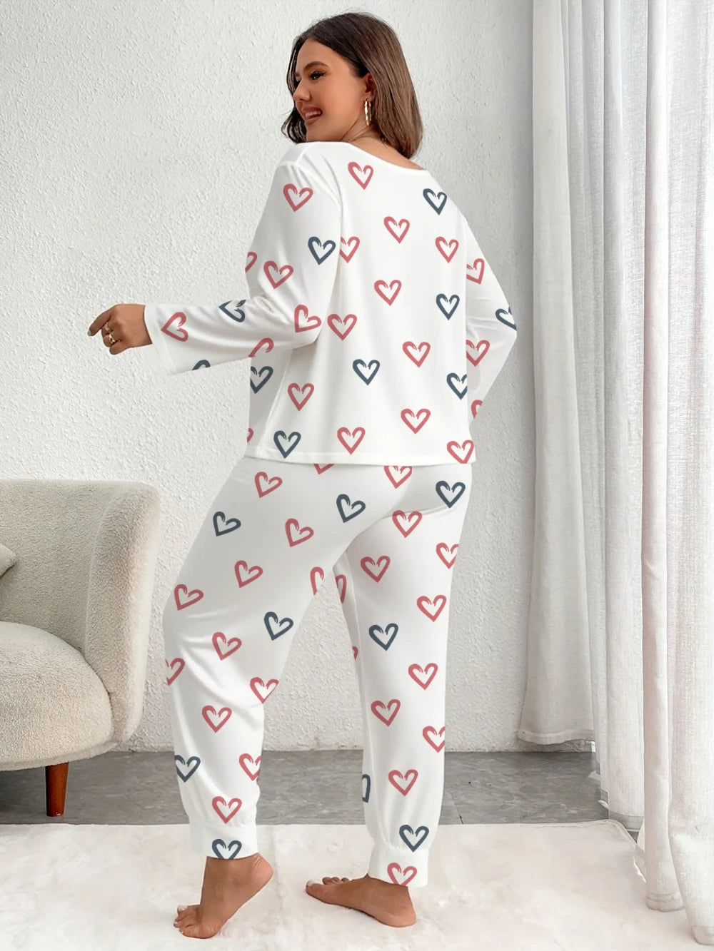 Heart Print Winter Pajamas