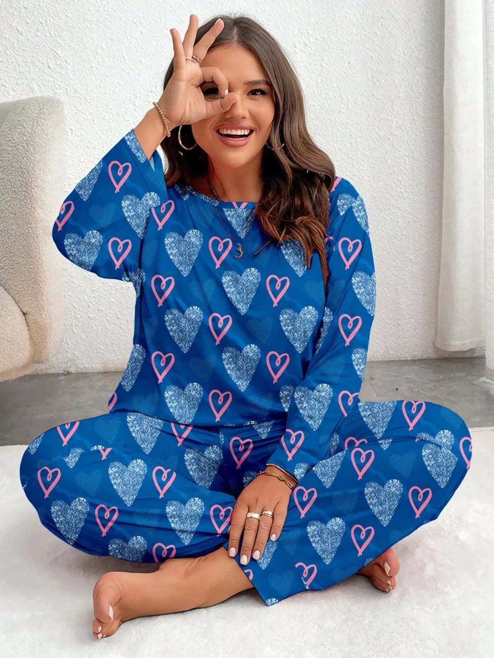 Heart Print Winter Pajamas