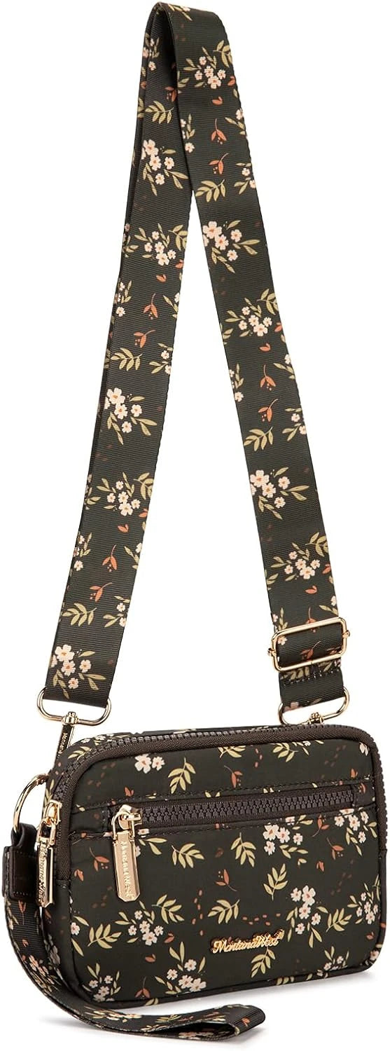 Floral Nylon Crossbody Phone Wallet