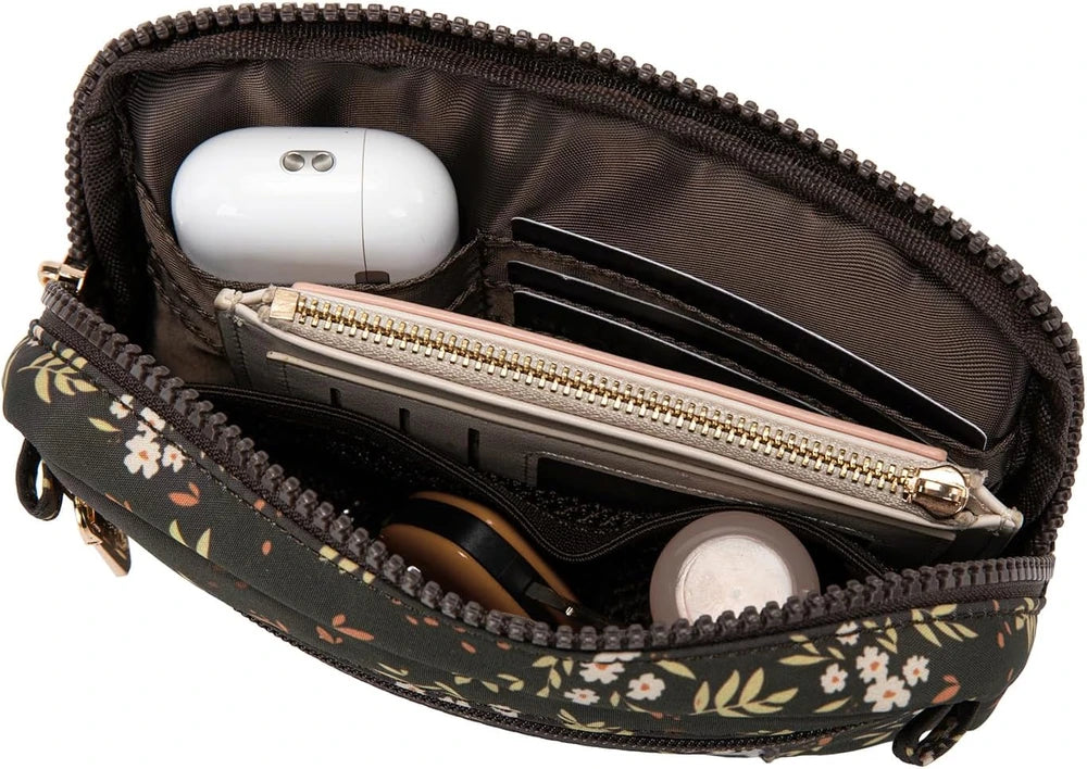 Floral Nylon Crossbody Phone Wallet