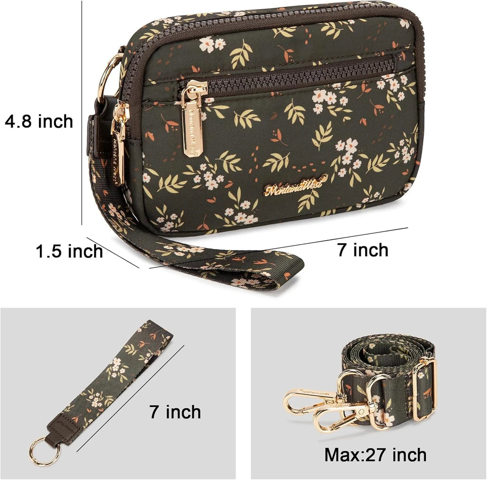 Floral Nylon Crossbody Phone Wallet