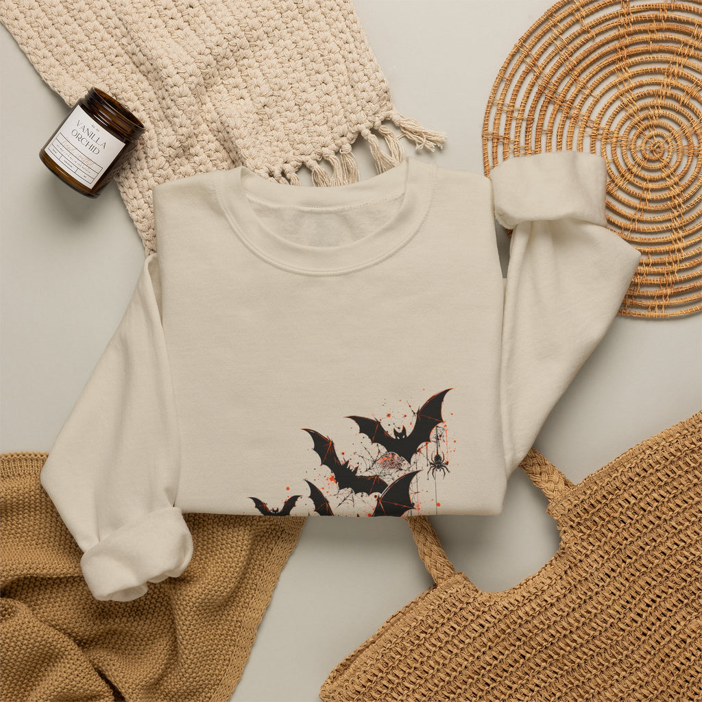 Crewneck Sweatshirt — 'Bat Shit Crazy' Halloween Bat Graphic