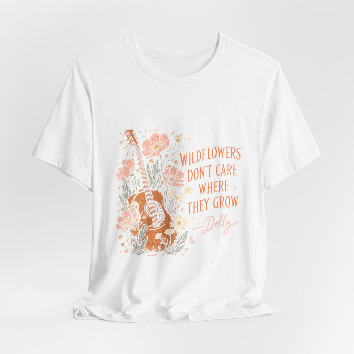 Wildflowers Don't Care Guitar Tee — Floral Boho Music T-Shirt
