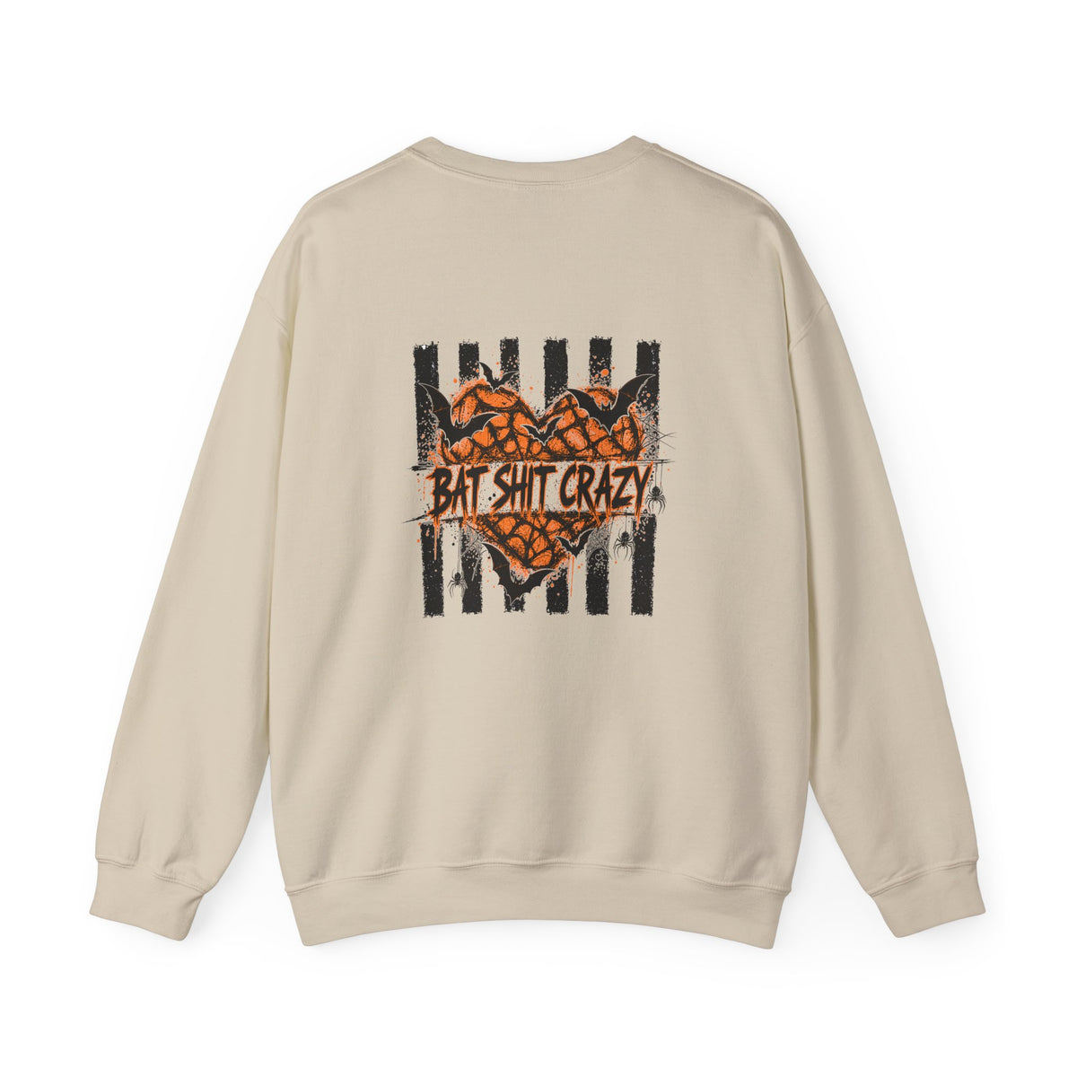 Crewneck Sweatshirt — 'Bat Shit Crazy' Halloween Bat Graphic