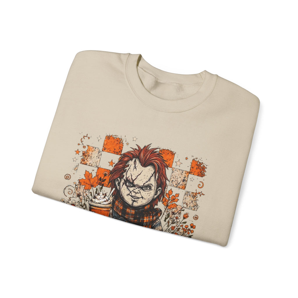 Chucky Halloween Crewneck Sweatshirt — Spooky Pumpkin Horror Graphic