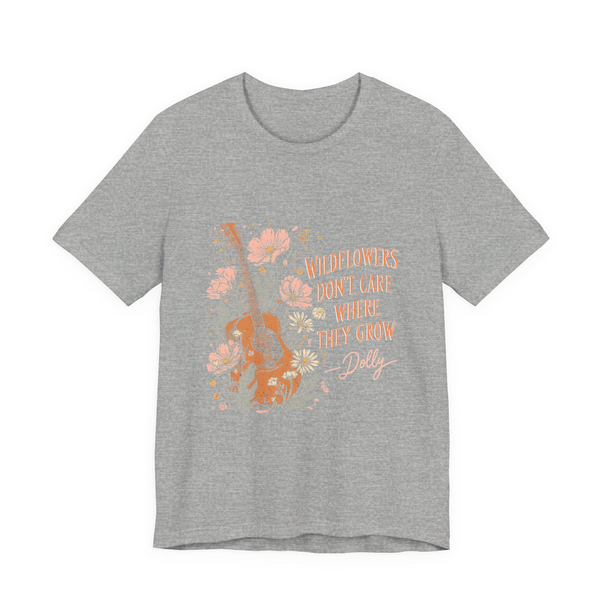 Wildflowers Don't Care Guitar Tee — Floral Boho Music T-Shirt