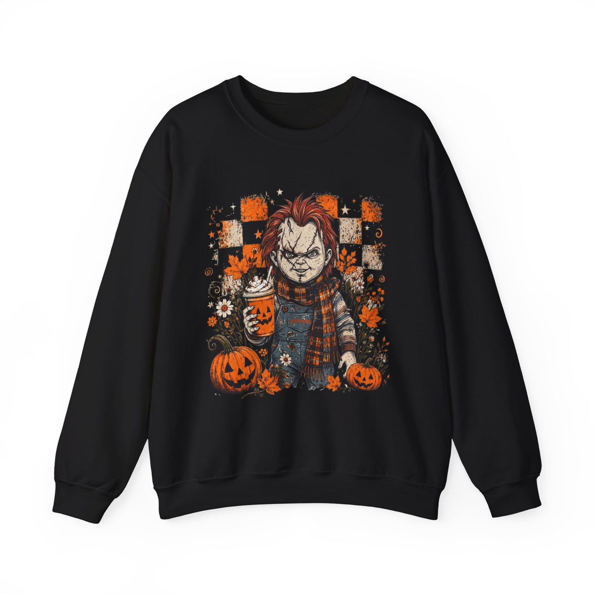 Chucky Halloween Crewneck Sweatshirt — Spooky Pumpkin Horror Graphic
