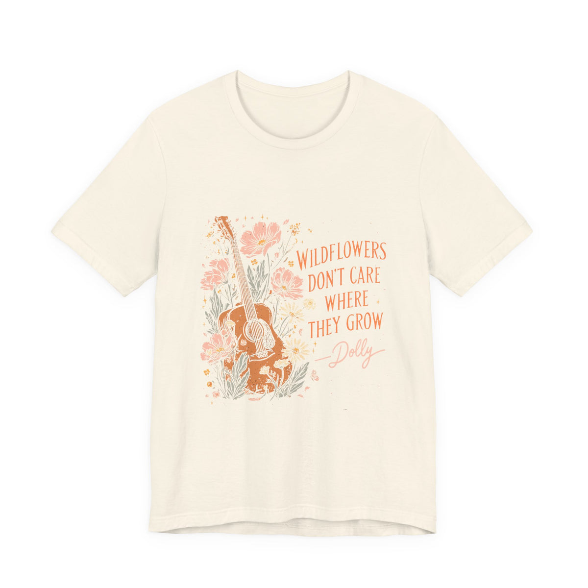 Wildflowers Don't Care Guitar Tee — Floral Boho Music T-Shirt