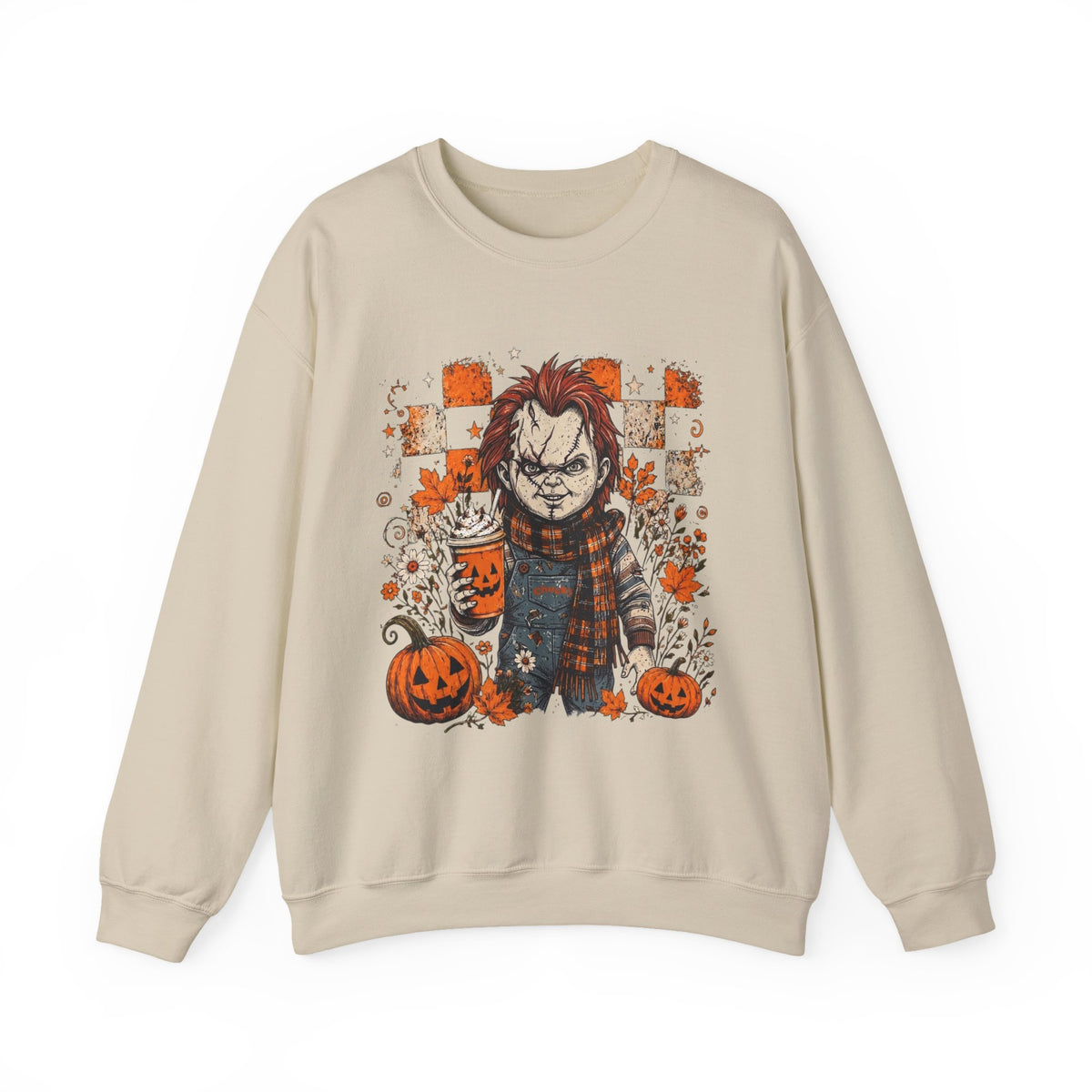 Chucky Halloween Crewneck Sweatshirt — Spooky Pumpkin Horror Graphic