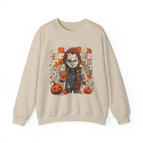 Chucky Halloween Crewneck Sweatshirt — Spooky Pumpkin Horror Graphic