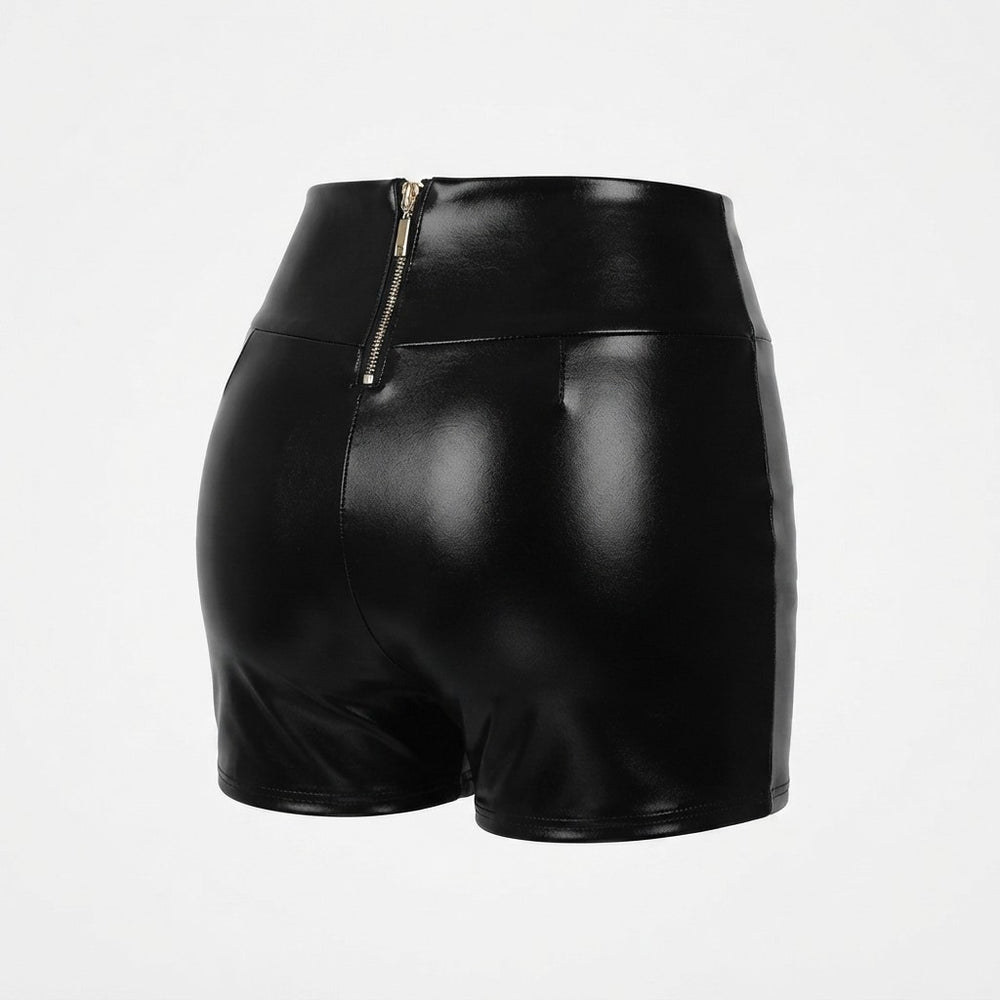 Glossy Plus Size Faux Leather Shorts