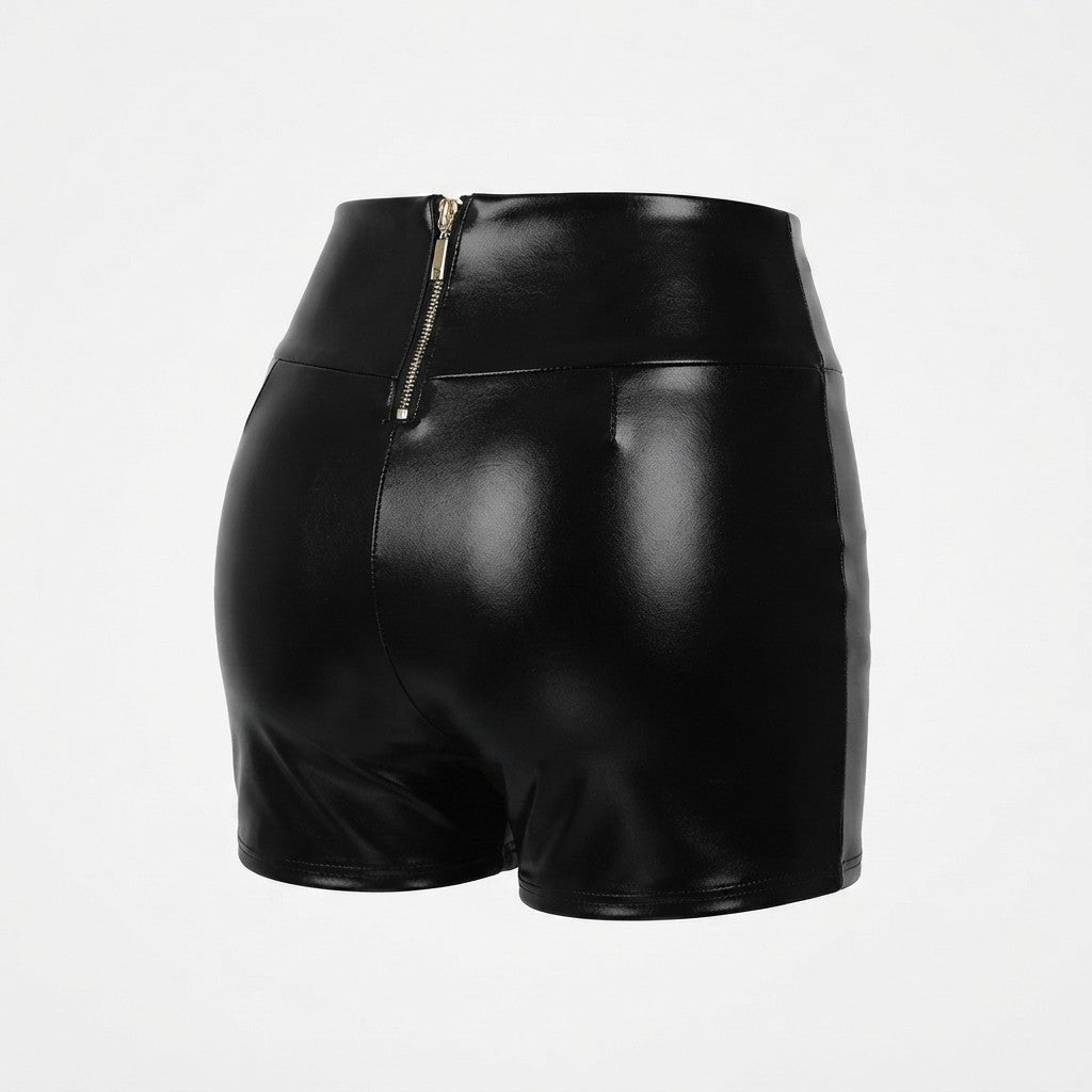 Glossy Plus Size Faux Leather Shorts