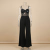 Shimmering Mesh Backless Jumpsuit