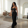 Shimmering Mesh Backless Jumpsuit